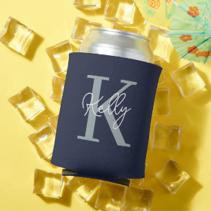 Modern Navy Blue Monogram Script Dosenkühler