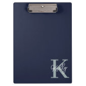 Modern Navy Blue Monogram Script Klemmbrett (Vorderseite)
