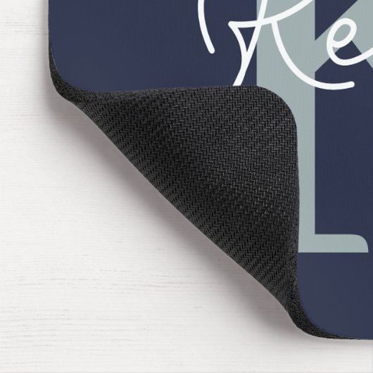 Modern Navy Blue Monogram Script Mousepad (Ecke)