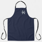Modern Navy Blue Monogram Script Schürze (Vorderseite)