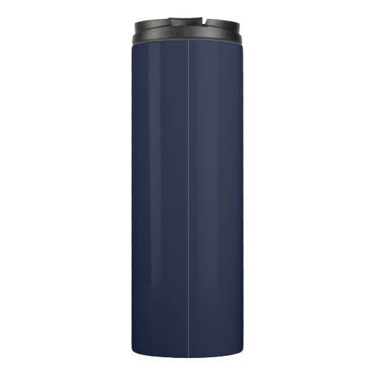 Modern Navy Blue Monogram Script Thermosbecher (Rückseite)