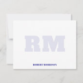 Modern Navy Blue Monogram Stationery Note Card Einladung (Vorderseite)
