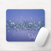 Modern Navy Blue Ombre Glitzer Glam Name Mousepad (Mit Mouse)