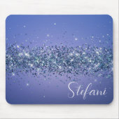 Modern Navy Blue Ombre Glitzer Glam Name Mousepad (Vorne)