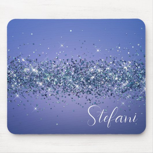 Modern Navy Blue Ombre Glitzer Glam Name Mousepad (Vorne)
