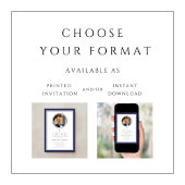 Modern Navy Blue Photo Boy First Communion Einladung