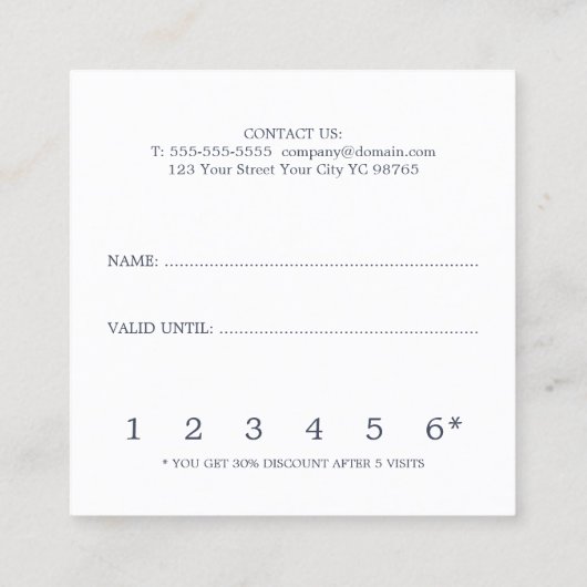 Modern Navy Blue Pink Beauty Loyalty Card Treuekarte (Rückseite)