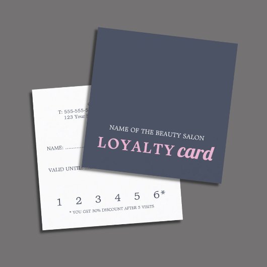 Modern Navy Blue Pink Beauty Loyalty Card Treuekarte