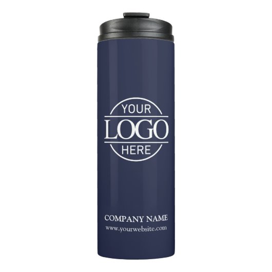 Modern Navy Blue Promotions Company Logo Thermosbecher (Vorderseite)