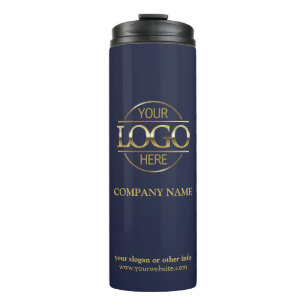 Modern Navy Blue Promotions Company Logo Thermosbecher