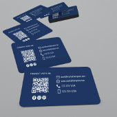 Modern Navy Blue QR Code Photo Networking Visitenkarte