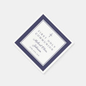 Modern Navy Blue Religious Boy First Communion Serviette (Ecke)