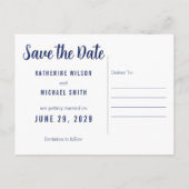 Modern Navy Blue Save The Date Postcard Ankündigungspostkarte (Rückseite)