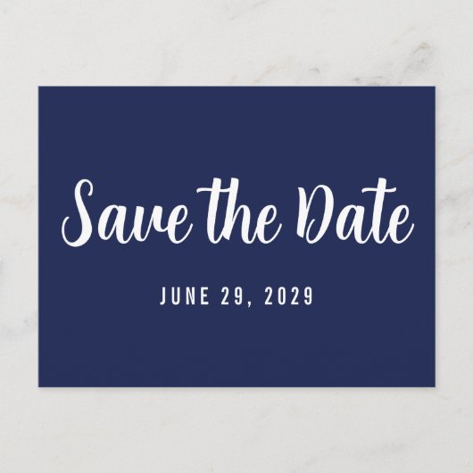 Modern Navy Blue Save The Date Postcard Ankündigungspostkarte (Vorderseite)