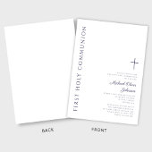 Modern Navy Blue Script Erste Heilige Kommune Einladung