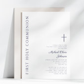 Modern Navy Blue Script Erste Heilige Kommune Einladung