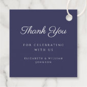 Modern Navy Blue Script Foto Taufe Vielen Dank Geschenkanhänger (Rückseite)