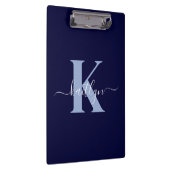 Modern Navy Blue Script Monogram Klemmbrett (Rechts)