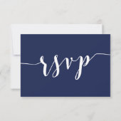 Modern Navy Blue Script Wedding RSVP Card (Rückseite)