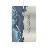 Modern Navy Blue Silver Agate Metallic Autolufterfrischer (Vorderseite)