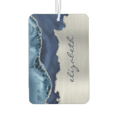 Modern Navy Blue Silver Agate Metallic Autolufterfrischer (Rückseite)