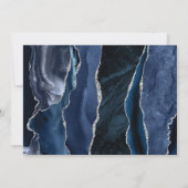 Modern Navy Blue Silver Agate Save the Date Card Einladung (Rückseite)