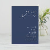 Modern Navy Blue | Silver Elopement Ankündigung (Stehend Vorderseite)