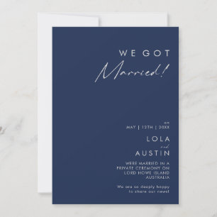 Modern Navy Blue Silver Elopement Ankündigung