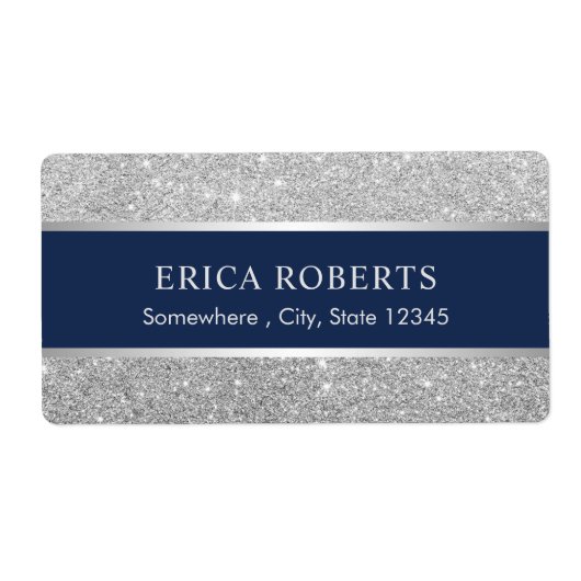 Modern Navy Blue & Silver Glitter Beauty Salon (Vorne)