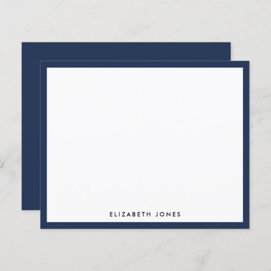 Modern Navy Blue Simple Border Budget Note Card (Vorne/Hinten)