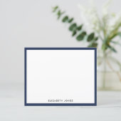 Modern Navy Blue Simple Border Budget Note Card (Stehend Vorderseite)