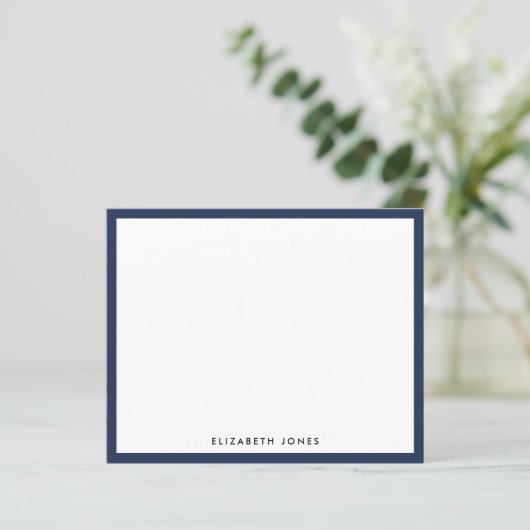 Modern Navy Blue Simple Border Budget Note Card (Stehend Vorderseite)