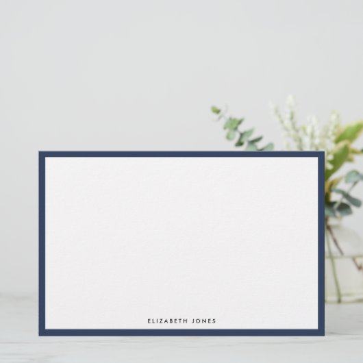 Modern Navy Blue Simple Border Budget Note Card (Stehend Vorderseite)