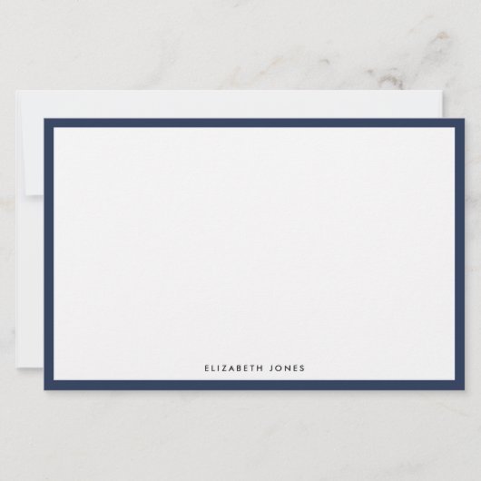 Modern Navy Blue Simple Border Budget Note Card (Vorderseite)