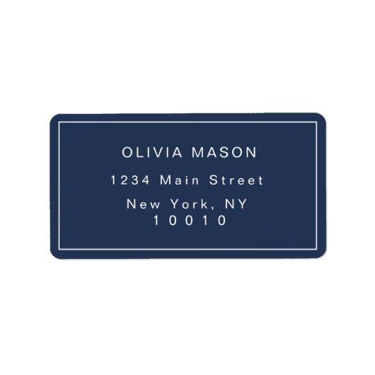 Modern Navy Blue Simple Return Address Label Adressaufkleber (Vorne)