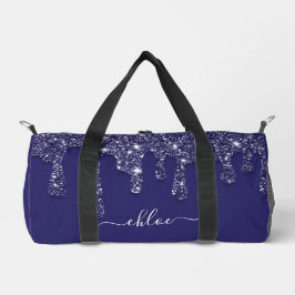 Modern Navy Blue Strip Glitzer Driving Duffle Bag