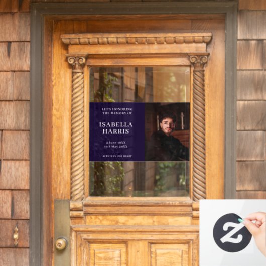 Modern Navy Blue Stylish Memorial Design Fensteraufkleber (Haustür)