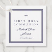 Modern Navy Blue Thank You Boy First Communion Geschenkanhänger (Vorderseite)
