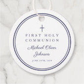 Modern Navy Blue Thank You Boy First Communion Geschenkanhänger (Vorderseite)
