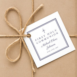 Modern Navy Blue Thank You Boy First Communion Geschenkanhänger