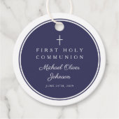 Modern Navy Blue Thank You Boy First Communion Geschenkanhänger (Vorderseite)