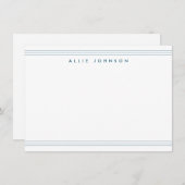 Modern Navy Blue Triple Line Two Border Name Mitteilungskarte (Vorne/Hinten)