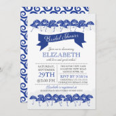 Modern Navy Blue Umbrella Brautparty Einladung (Vorne/Hinten)