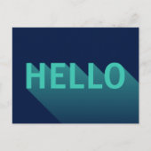 Modern Navy Blue und Aqua Aquamarin Hello Typograf Postkarte (Vorderseite)