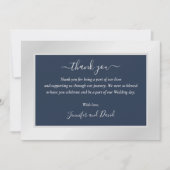 Modern Navy Blue und Silver Danke Card (Vorderseite)