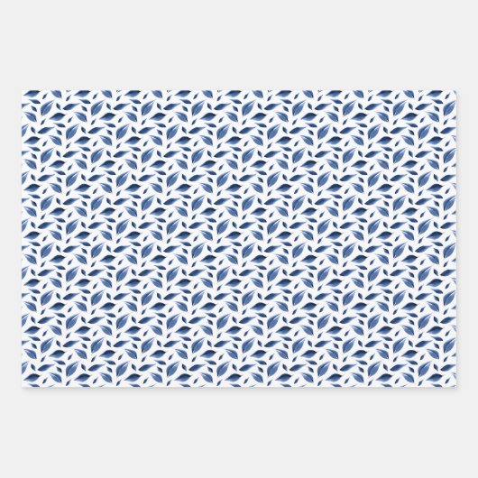 Modern Navy Blue Watercolor Blätter Muster (Vorderseite 2)