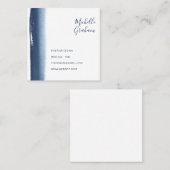 Modern Navy Blue Watercolor Brushstroke Quadratische Visitenkarte (Vorne/Hinten)