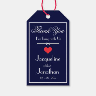 Modern Navy Blue Wedding Chic Script Vielen Dank Geschenkanhänger