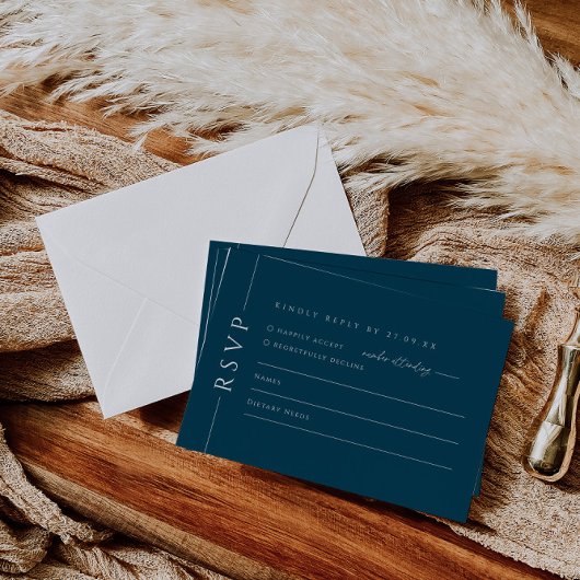 Modern Navy Blue Wedding Einladende UAWG Replik Ca RSVP Karte