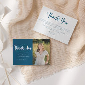 Modern Navy Blue White Abschluss Danke Karte